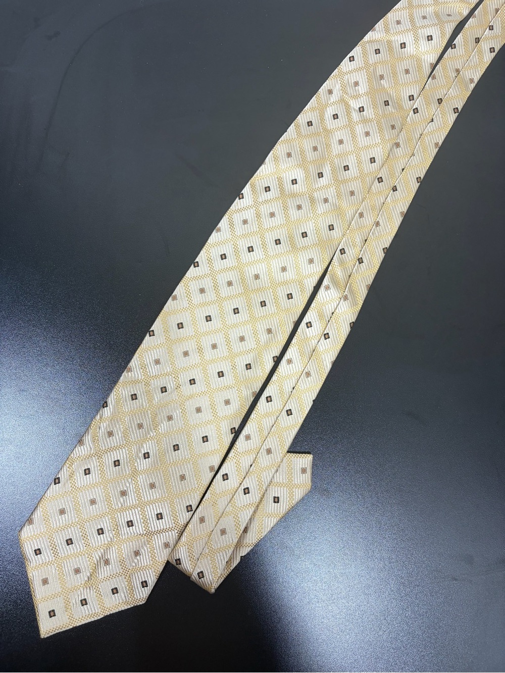 Giorgio Brutini Collezione Silk Tie Ivory‎ Gold Geometric Necktie Classic